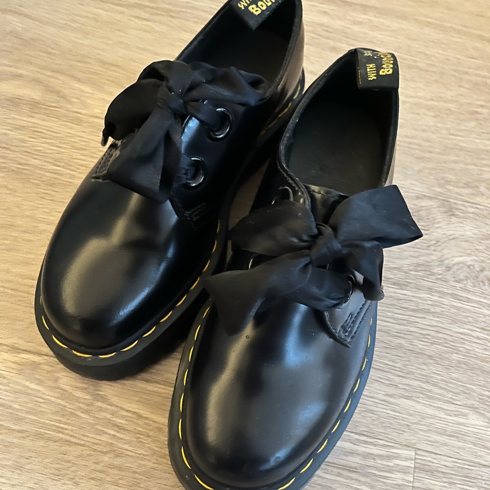 Dr. Martens Black Oxford Platform Shoes Classic Design